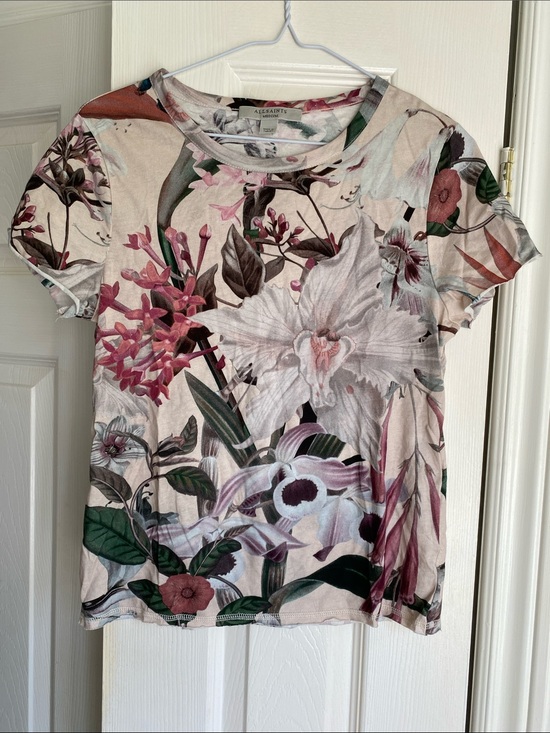 All Saints Tops - All Saints Floral Short Sleeve Tee in Cream, Pink and Green NWOT